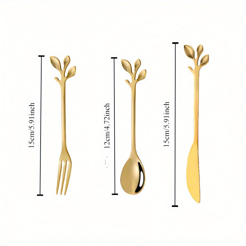 Stainless Steel Leaf Spoons 11.99cm for Coffee Tea Desserts Weddings