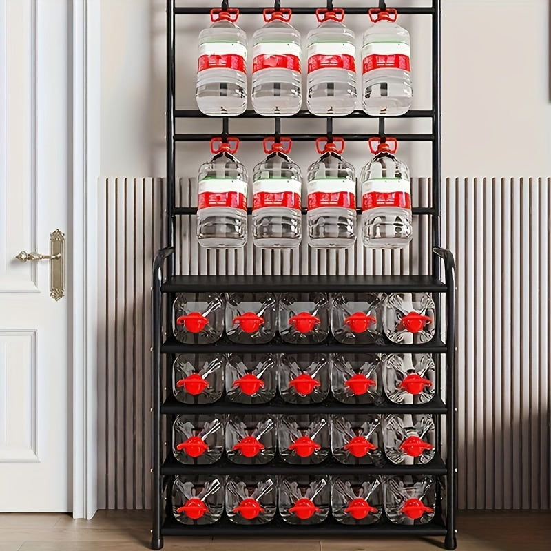 Estantería para zapatos y perchero de pared negro y blanco, fácil de montar, organizador de almacenamiento