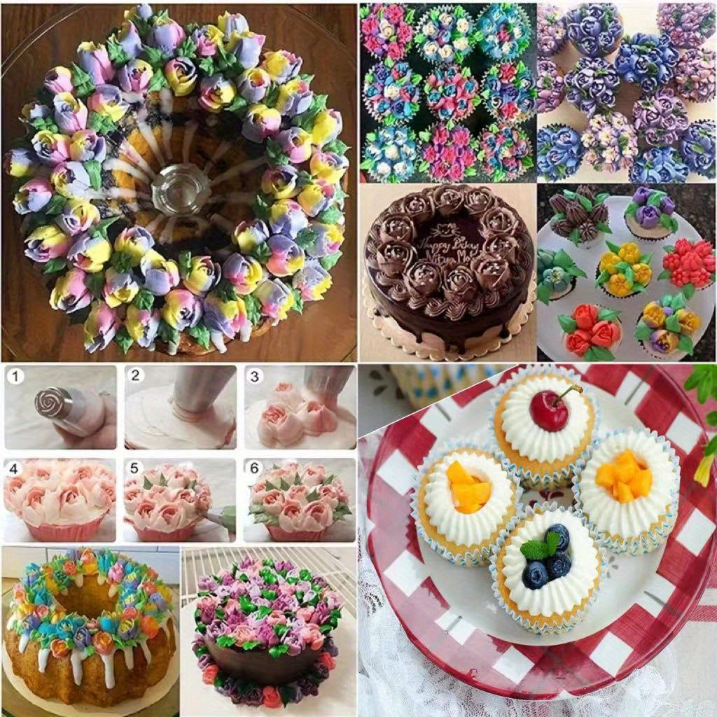 Set of 7 Stainless Steel Piping Tips for Decorating Cupcakes and Cakes