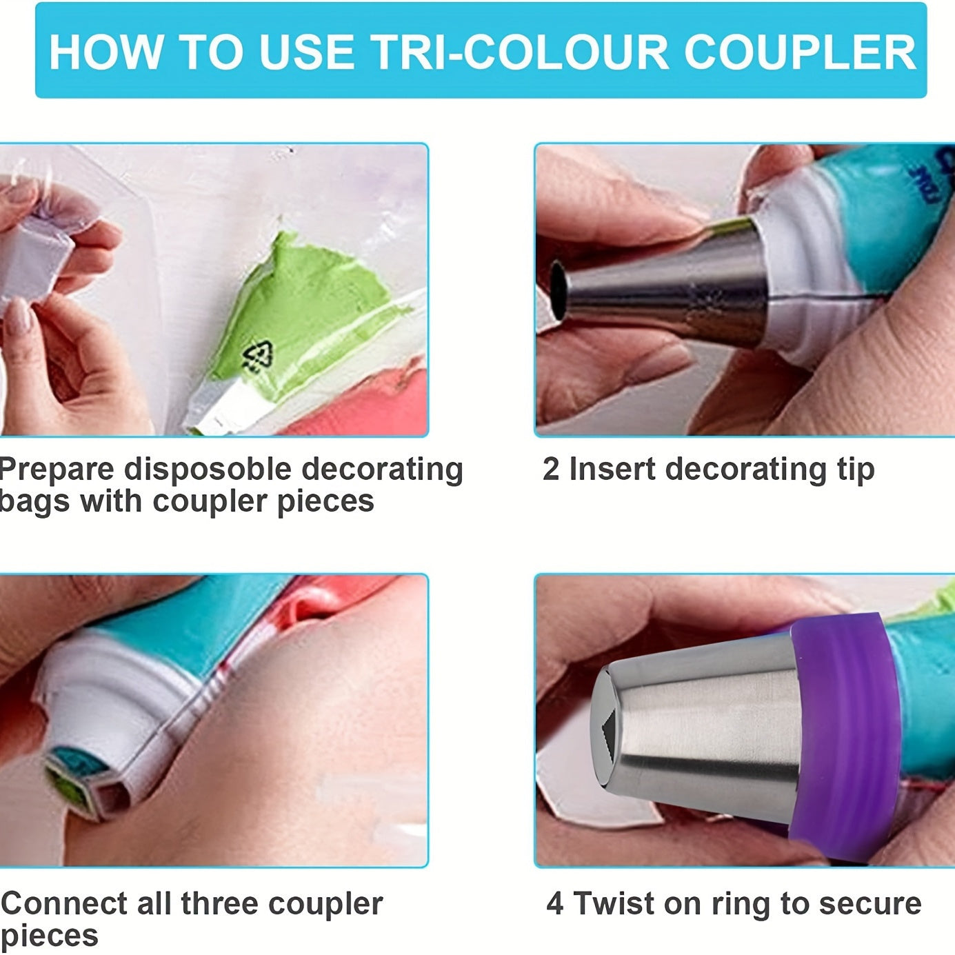 Set of 7 Stainless Steel Piping Tips for Decorating Cupcakes and Cakes