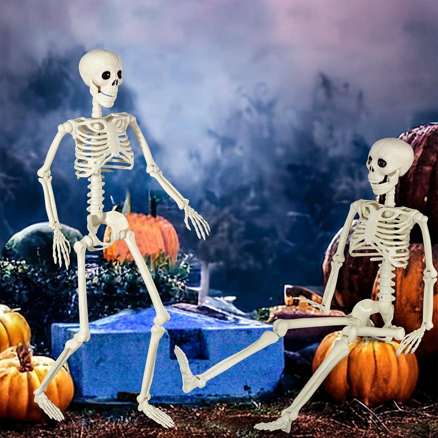 Halloween Skeleton Decorations with Posable Joints for Outdoor Creepy Decor