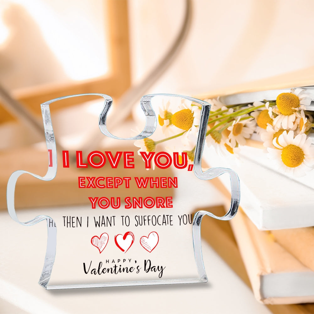 Valentine's Day Acrylic Puzzle Piece Stand Funny Quote Gift for Friend or Partner