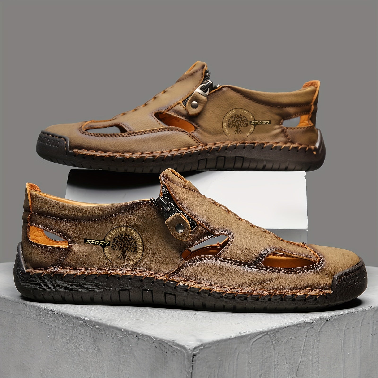 Men's Trekking Shoes with Zipper Durable Rubber Sole for Indoor Outdoor Activities