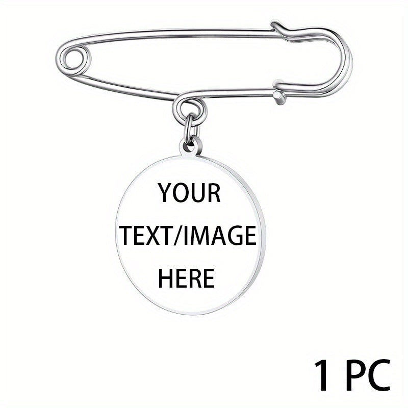 Personalized Metal Lapel Pin with Photo and Text Round Brooch for Weddings and Gifts