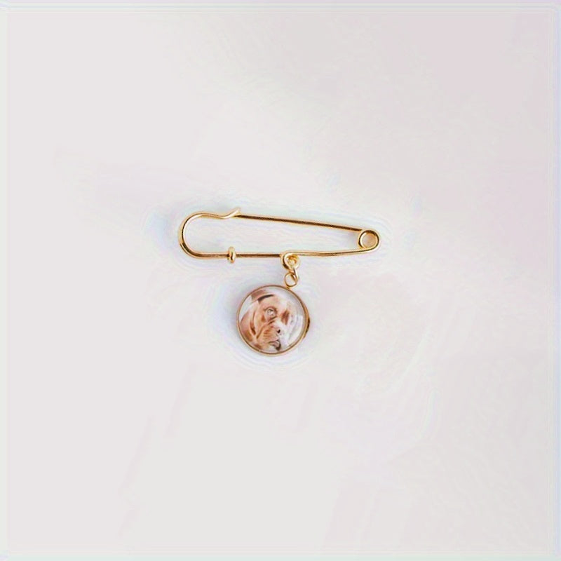 Personalized Metal Lapel Pin with Photo and Text Round Brooch for Weddings and Gifts