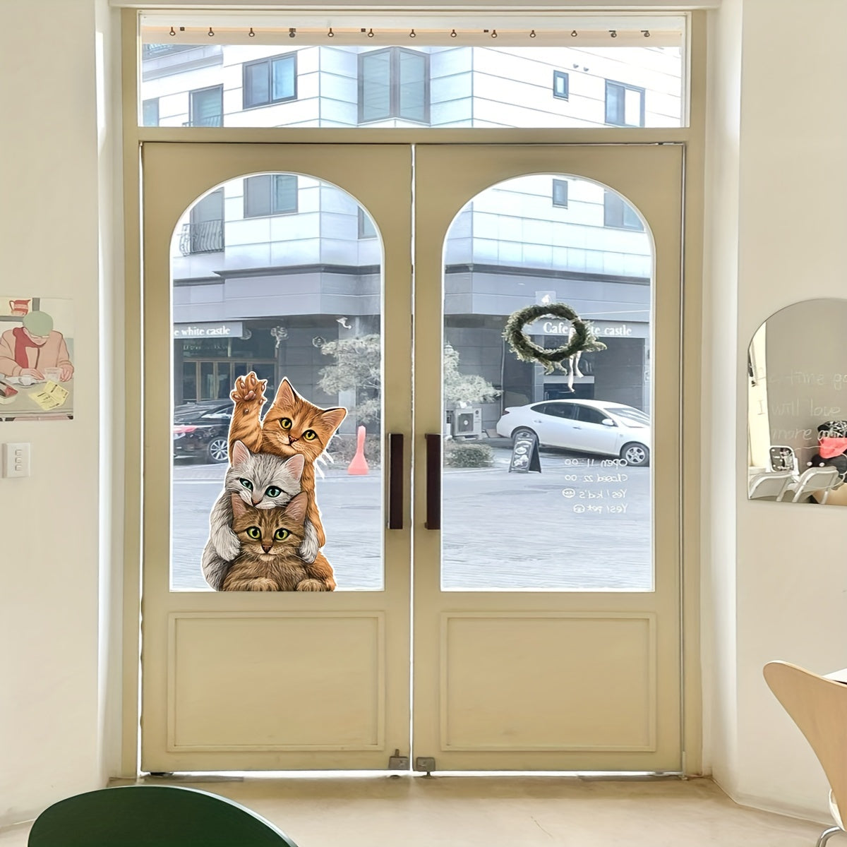 Animal Print Cat Pattern Window Stickers for Living Room and Home Decor