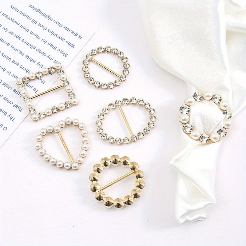 Kiyimlar va kurtkalar uchun 6 ta vintage alloy brooch pinlar to'plami, sun'iy marjonlar bilan