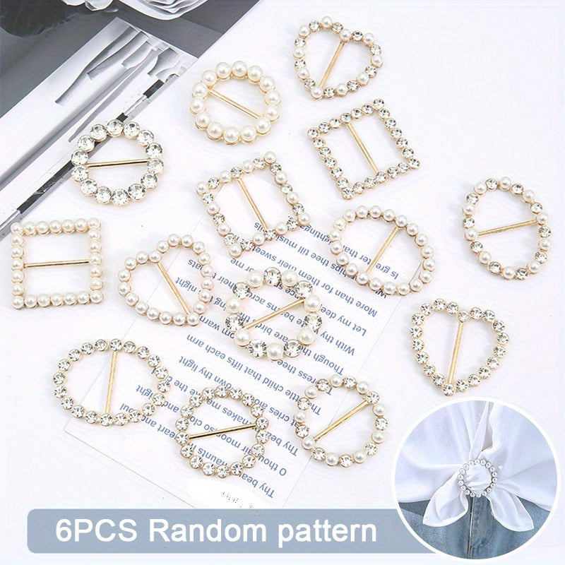 Kiyimlar va kurtkalar uchun 6 ta vintage alloy brooch pinlar to'plami, sun'iy marjonlar bilan