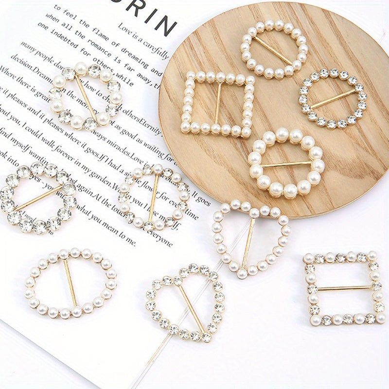 Kiyimlar va kurtkalar uchun 6 ta vintage alloy brooch pinlar to'plami, sun'iy marjonlar bilan