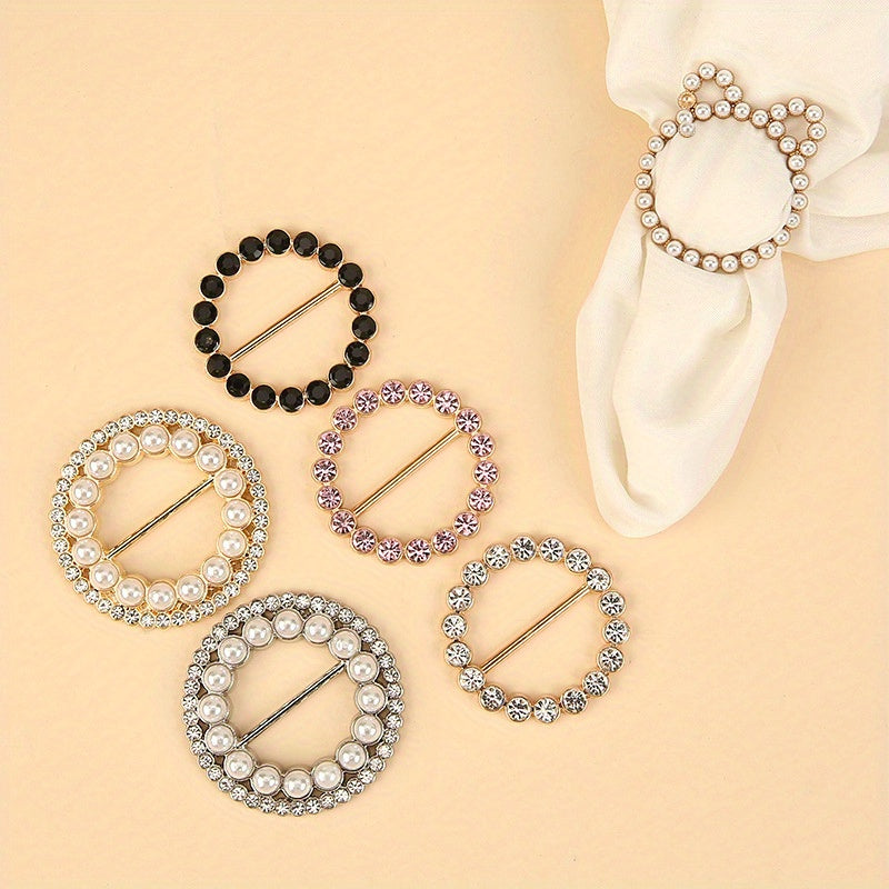 Kiyimlar va kurtkalar uchun 6 ta vintage alloy brooch pinlar to'plami, sun'iy marjonlar bilan