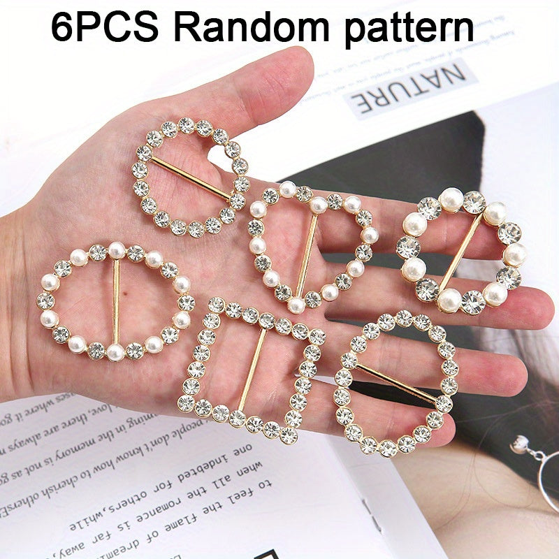 Kiyimlar va kurtkalar uchun 6 ta vintage alloy brooch pinlar to'plami, sun'iy marjonlar bilan