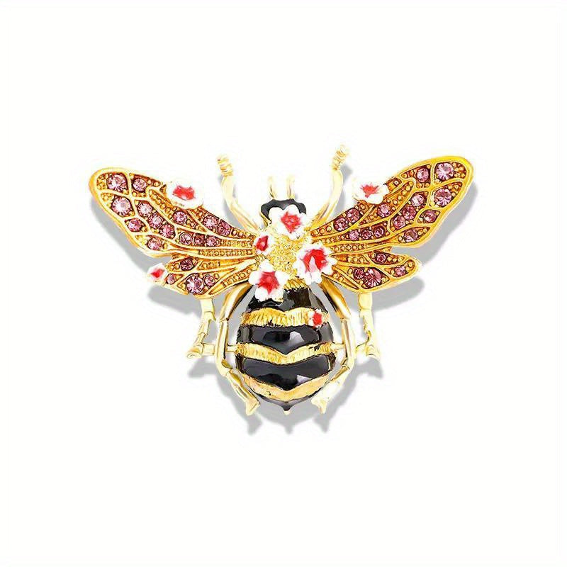 Ladies' Bee Rhinestone Brooch Pin with Colorful Flower and Insect Badge