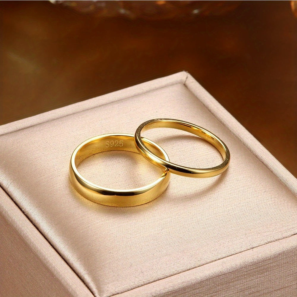 Sterling Silver Gold Ring for Women and Men 4mm Stackable Wedding Knuckle