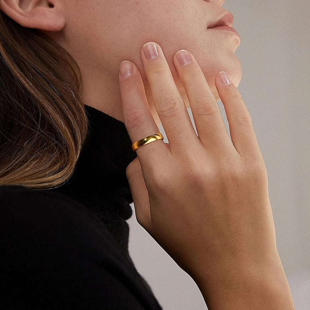 Sterling Silver Gold Ring for Women and Men 4mm Stackable Wedding Knuckle