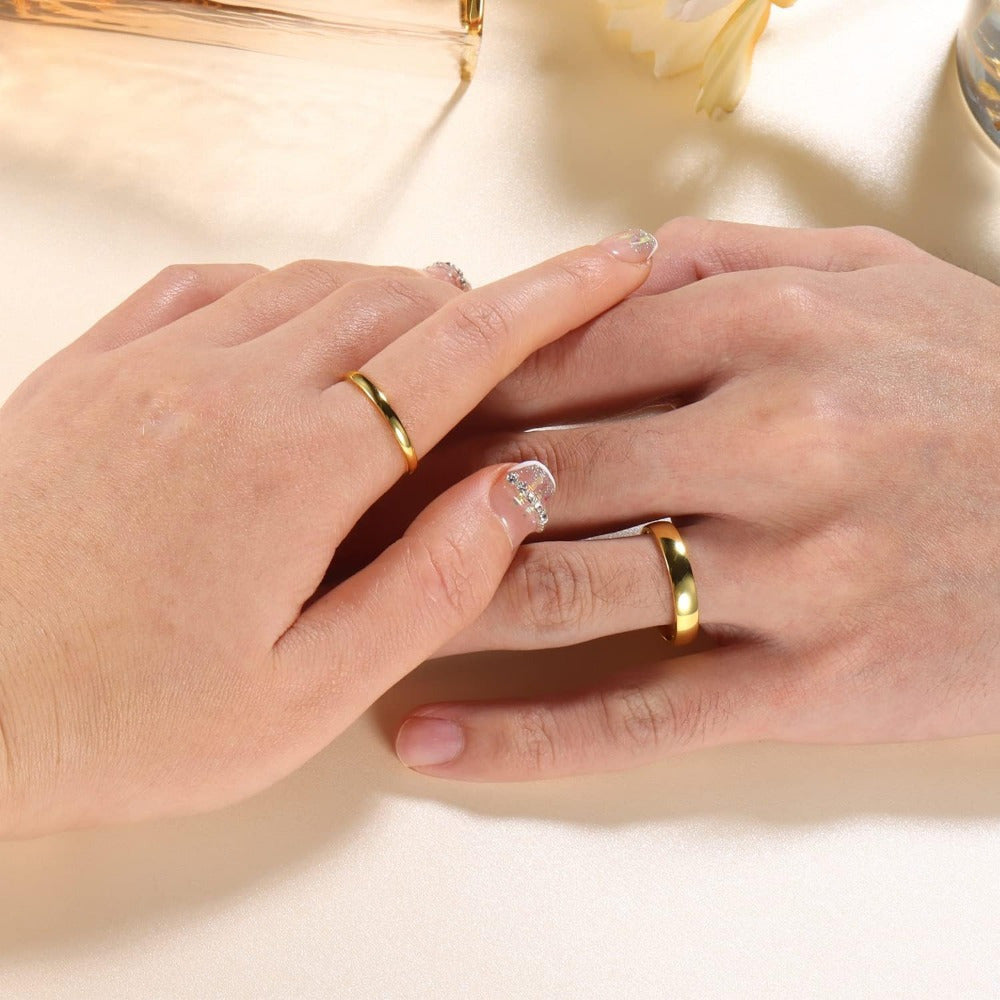 Sterling Silver Gold Ring for Women and Men 4mm Stackable Wedding Knuckle