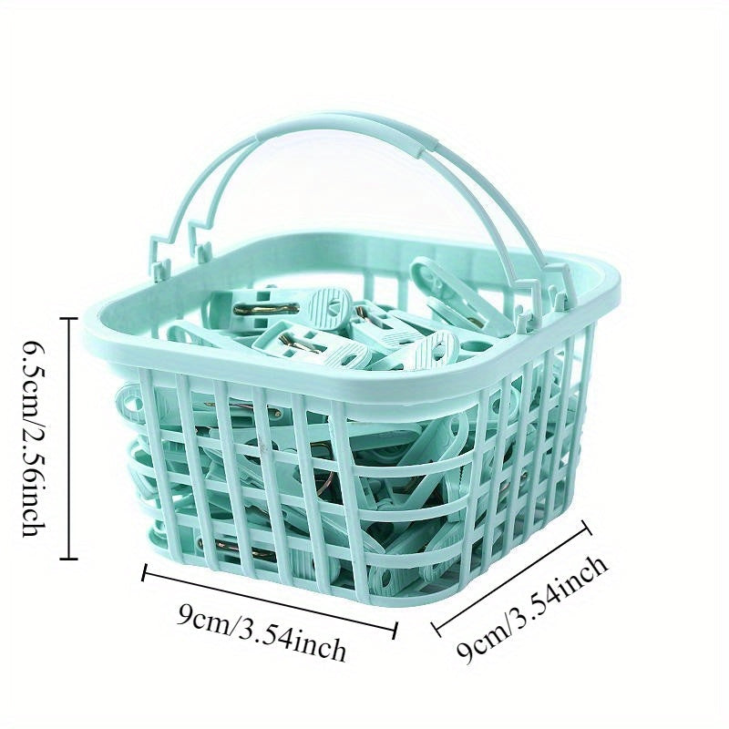 30-Pack Plastic Laundry Clips with Basket Windproof Durable for Clothes Drying