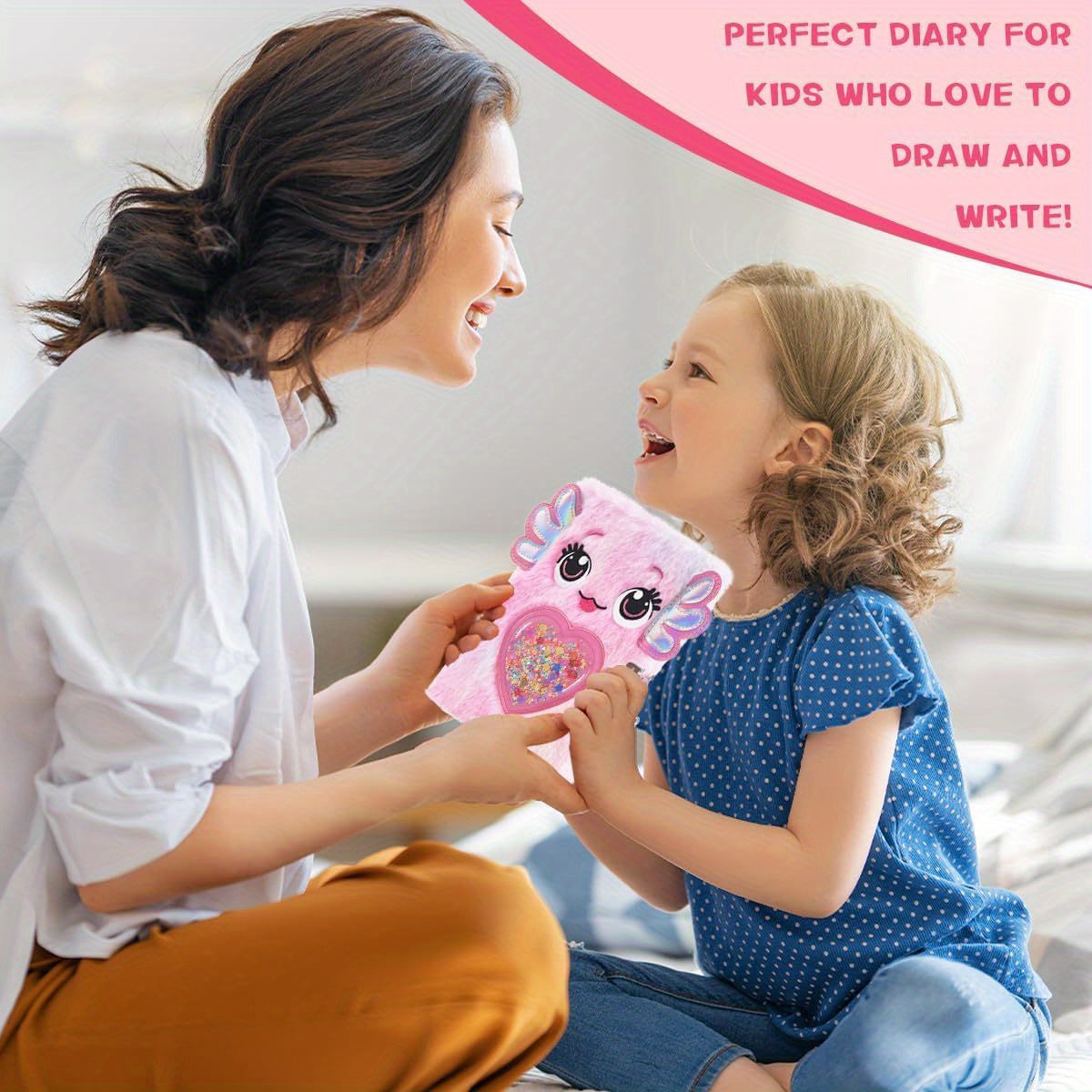 Pink Axolotl Plush Journal for Girls Ages 6-8 with Lock and Stickers