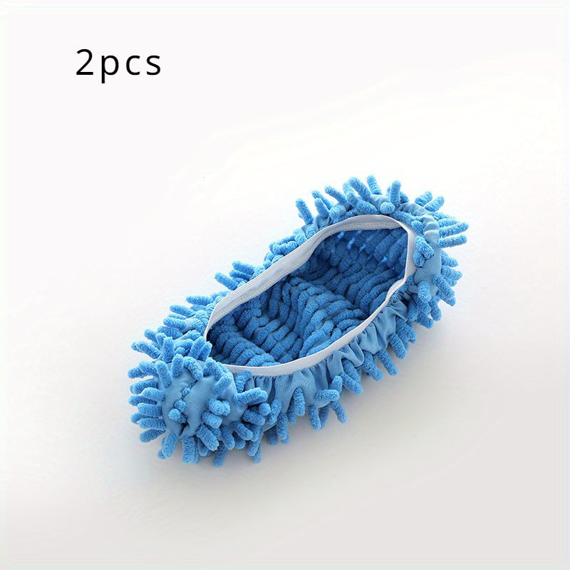2-Pack Reusable Chenille Floor Dust Mop Slippers for Easy Cleaning