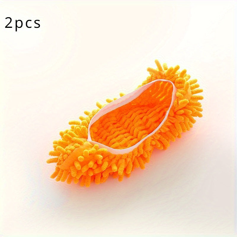 2-Pack Reusable Chenille Floor Dust Mop Slippers for Easy Cleaning