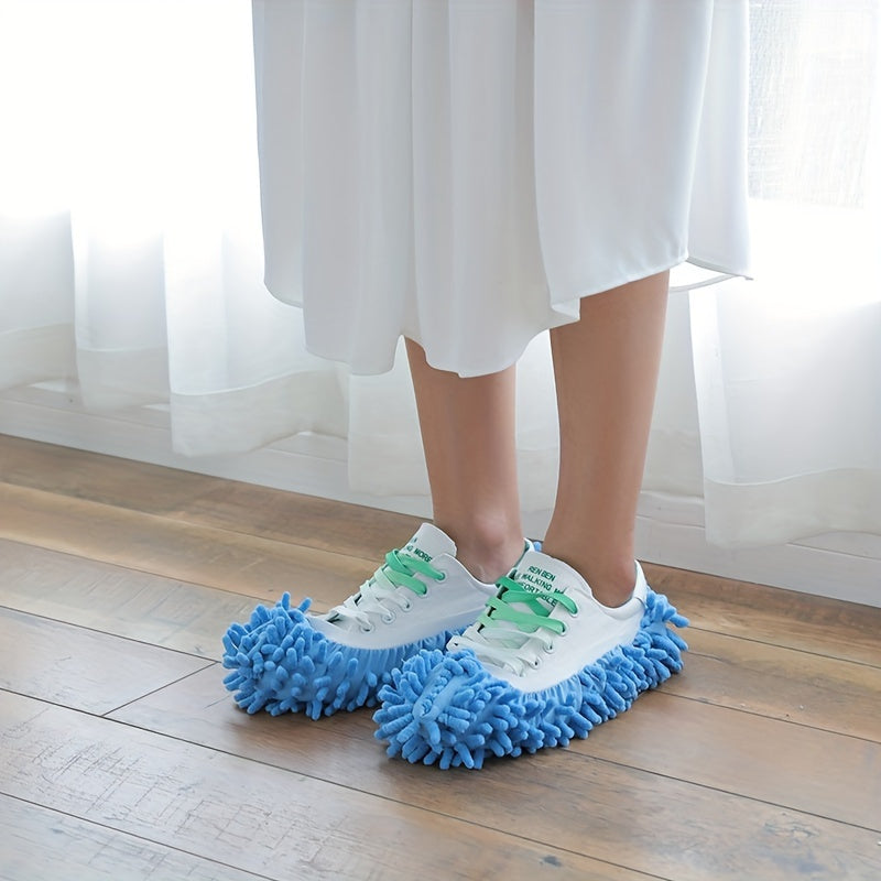 2-Pack Reusable Chenille Floor Dust Mop Slippers for Easy Cleaning