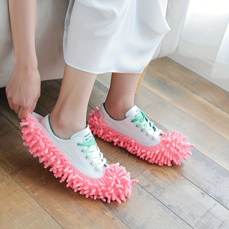 2-Pack Reusable Chenille Floor Dust Mop Slippers for Easy Cleaning