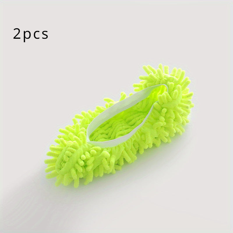 2-Pack Reusable Chenille Floor Dust Mop Slippers for Easy Cleaning