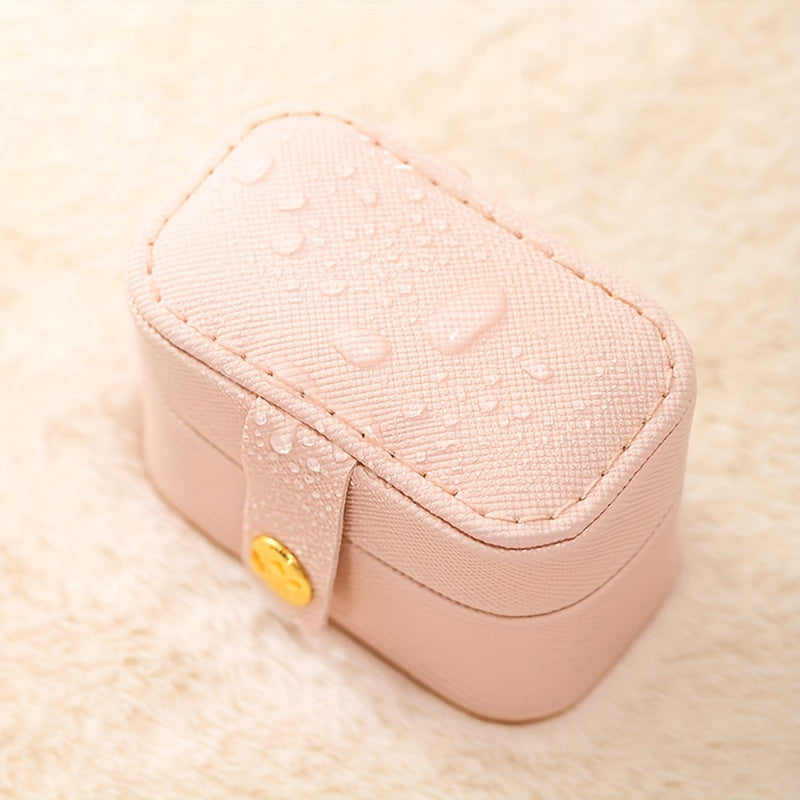 Faux Leather Jewelry Organizer Case for Earrings Rings and Accessories Compact Storage Box