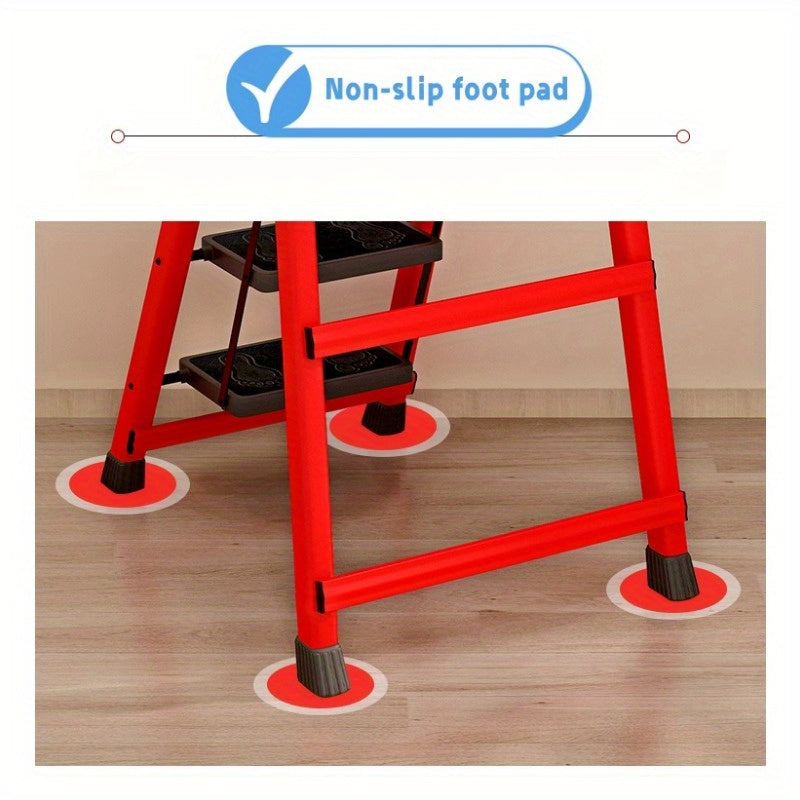 Folding Step Stool with 2-6 Tiers Non-Slip Pedals Waterproof Steel Red Home Kitchen Office