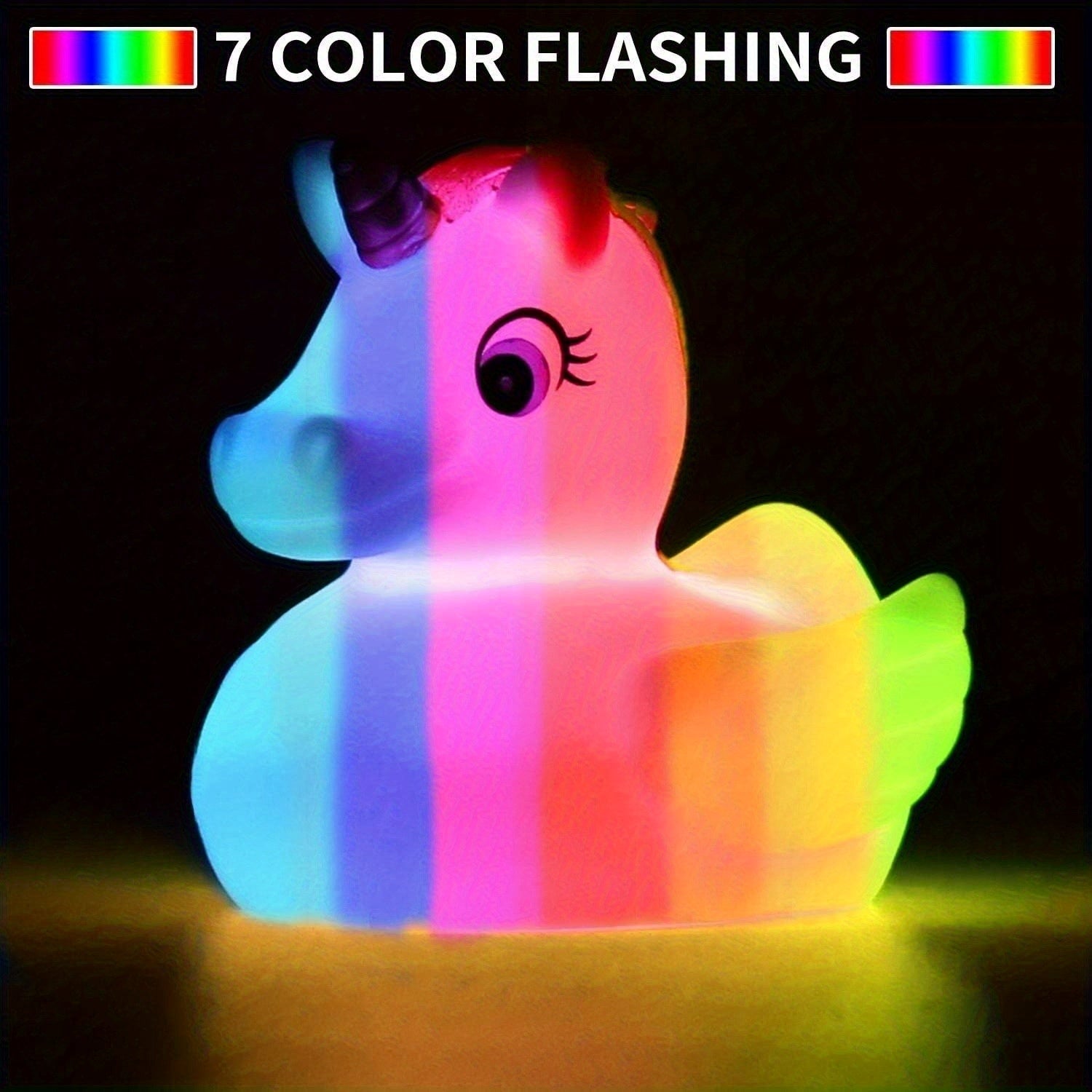 LED Light-Up Bath Toys Set for Toddlers PVC Floating Rubber Animals Color-Changing Water Play