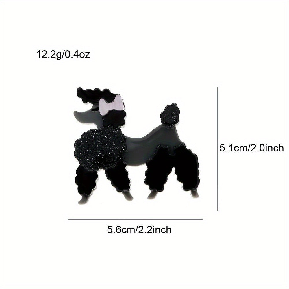 Black Acrylic Poodle Brooch Jewelry Gift for Women and Girls