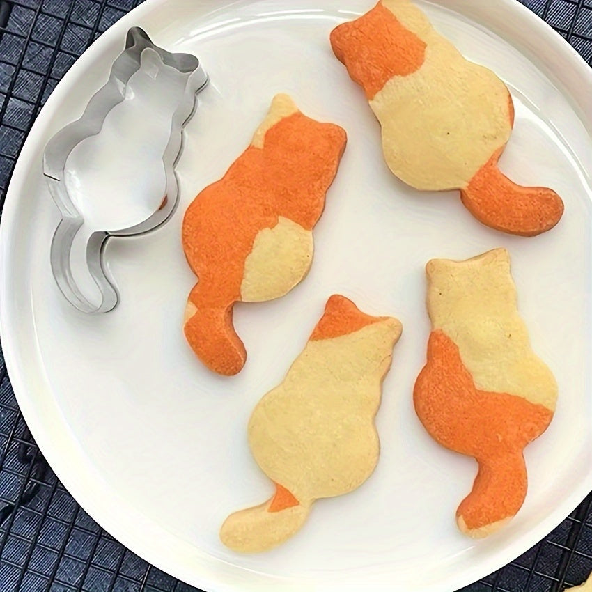 Set of 5 Cat and Kitten Cookie Cutters, Metal Baking Molds for Creative Baking