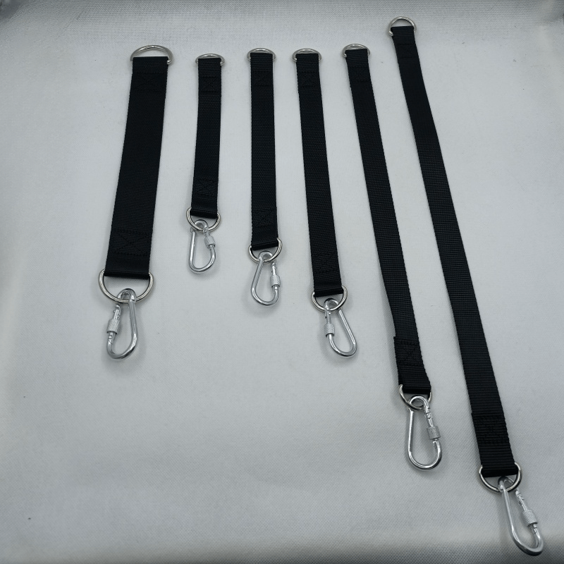 4pcs Outdoor Hanging Strap Set with Hooks Black Webbing for Camping Swings Sandbags Hammocks