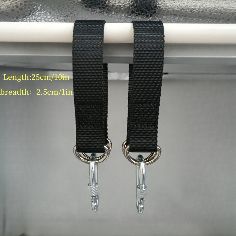 4pcs Outdoor Hanging Strap Set with Hooks Black Webbing for Camping Swings Sandbags Hammocks