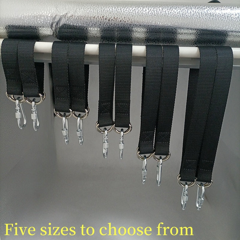 4pcs Outdoor Hanging Strap Set with Hooks Black Webbing for Camping Swings Sandbags Hammocks
