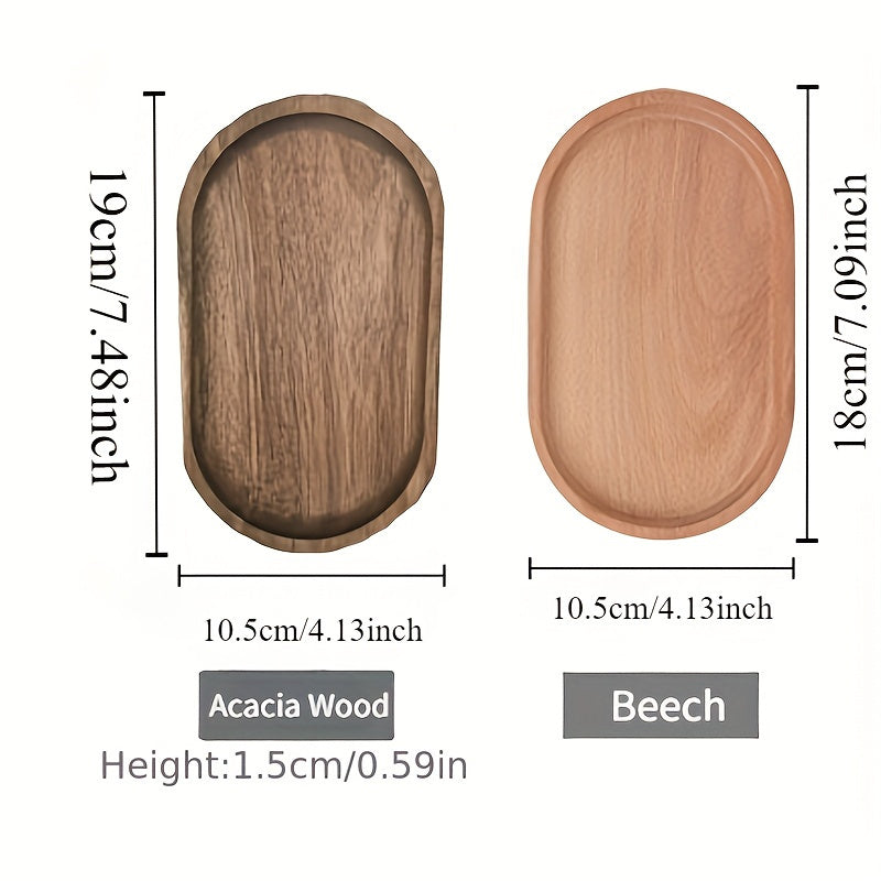 Juego de 2 bandejas ovaladas de madera de acacia duradera para servir frutas, quesos y pasteles