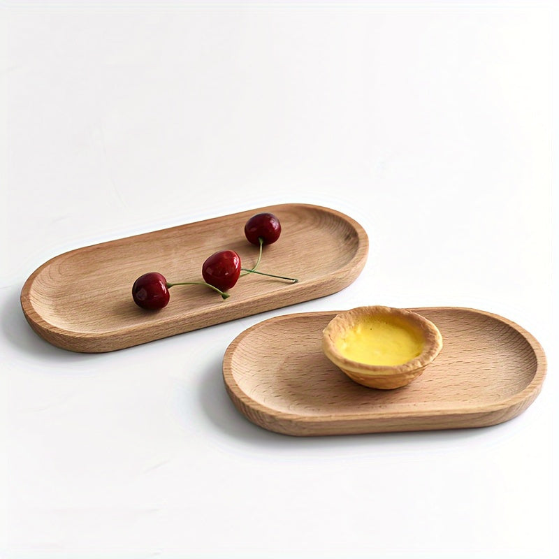 Juego de 2 bandejas ovaladas de madera de acacia duradera para servir frutas, quesos y pasteles