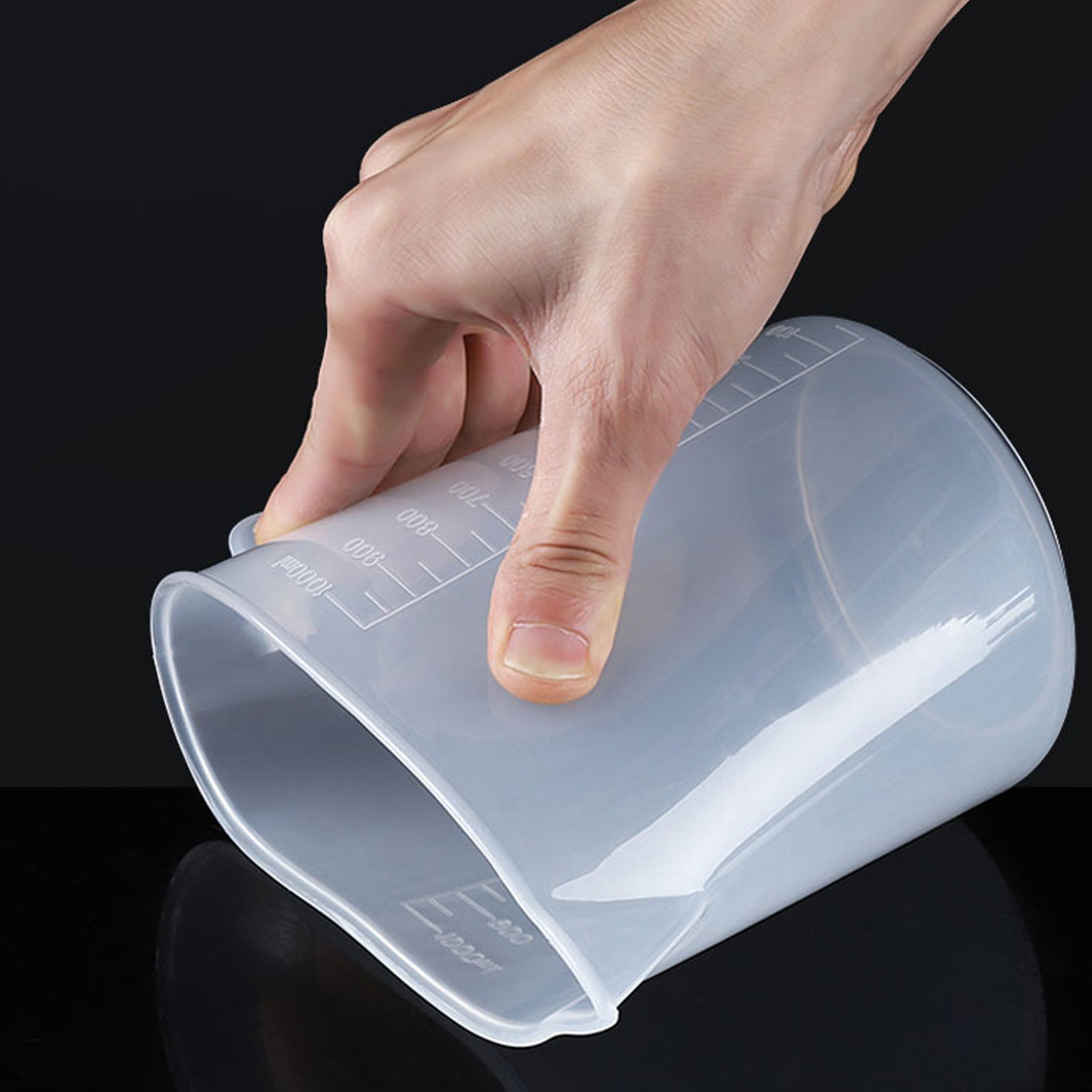 Juego de 6 tazas medidoras de plástico con vertedores, transparentes, 20ml-1000ml