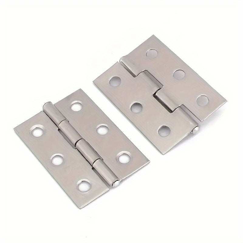 10-Pack Polished Stainless Steel Flat Hinges for Cabinets Windows and Boxes
