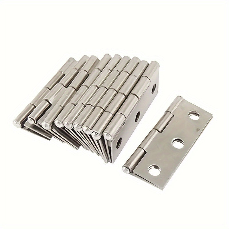 10-Pack Polished Stainless Steel Flat Hinges for Cabinets Windows and Boxes