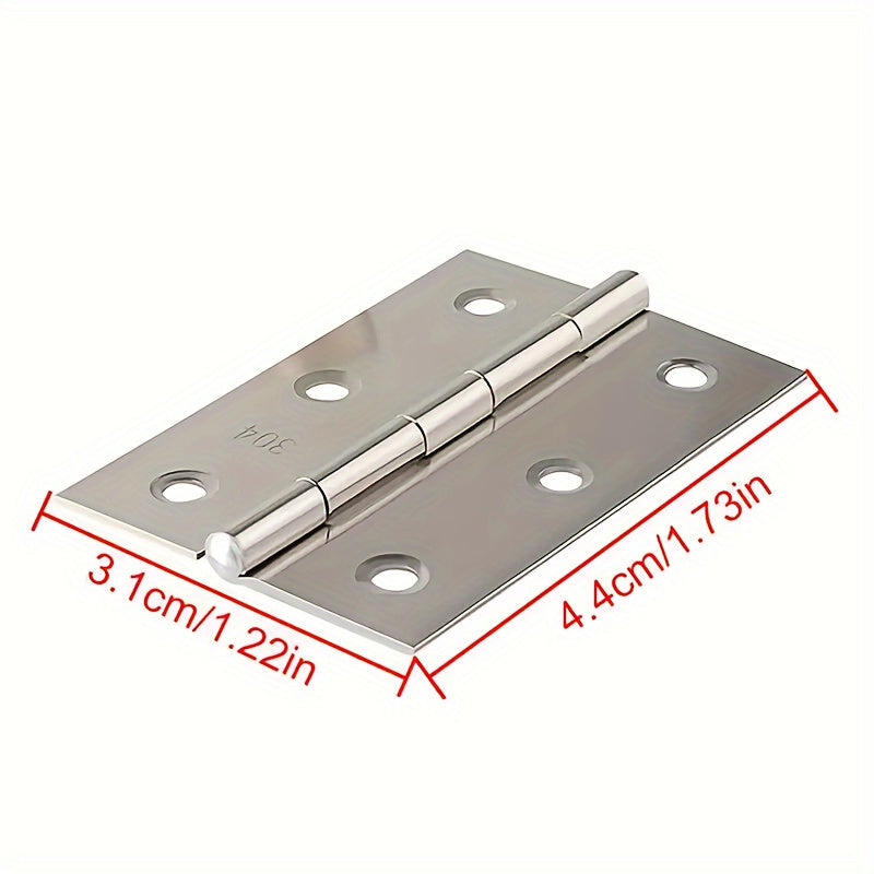 10-Pack Polished Stainless Steel Flat Hinges for Cabinets Windows and Boxes