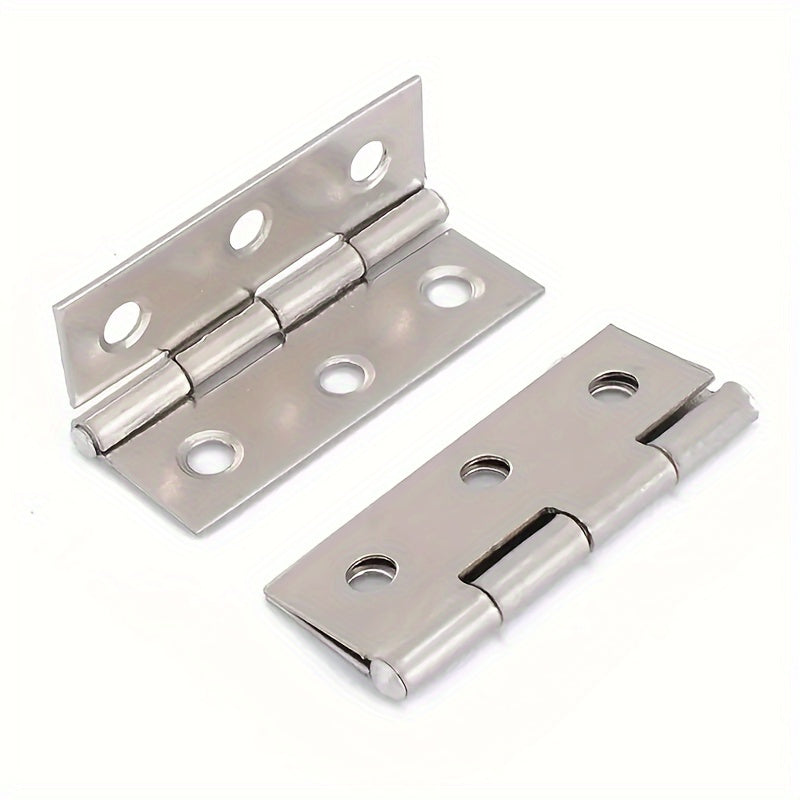 10-Pack Polished Stainless Steel Flat Hinges for Cabinets Windows and Boxes