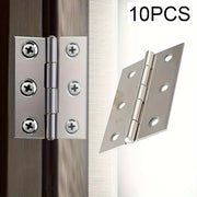 10-Pack Polished Stainless Steel Flat Hinges for Cabinets Windows and Boxes