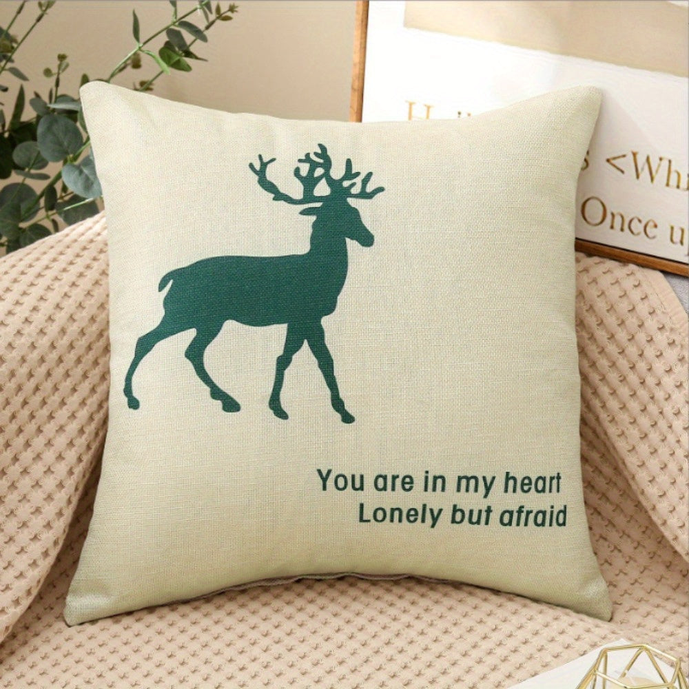 Linen Printed Pillowcase for Sofa Bed Office Decor 20x20 Inches