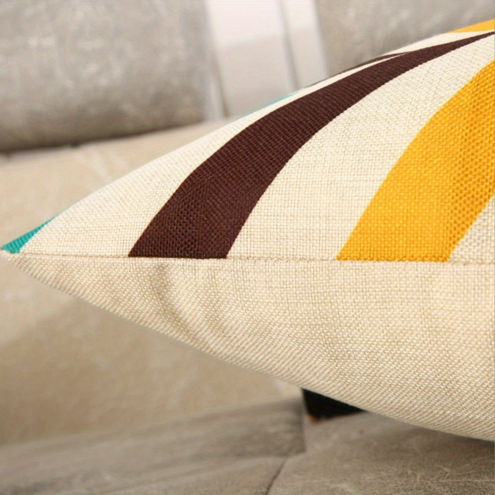 Linen Printed Pillowcase for Sofa Bed Office Decor 20x20 Inches