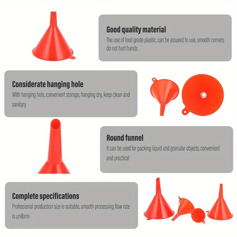 8-Pack Oil Funnel Set with Flexible Right Angle for Gasoline and Oil