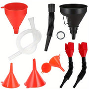 8-Pack Oil Funnel Set with Flexible Right Angle for Gasoline and Oil