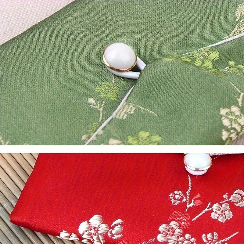 Набор из 14 шелковых косметичек с китайской вышивкой из брокадной ткани и застежками из жемчужных пуговиц