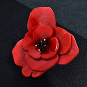 Red Acrylic Flower Brooch Pin for Weddings and Parties Unisex Lapel Badge