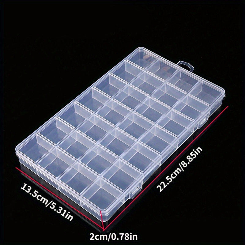 Plastic Storage Organizer with 28 Compartments Transparent Display for Jewelry Crafting and Home Organization