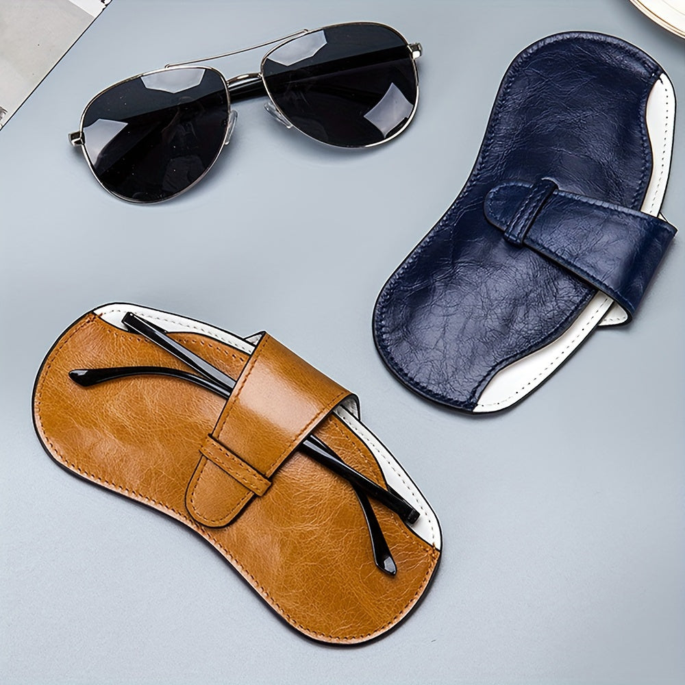 Vintage haqiqiy charmali ko'zoynak qutisi: Erkaklar va ayollar uchun yengil olib yurish sumkasi - O'qish ko'zoynaklari uchun zamonaviy uslub